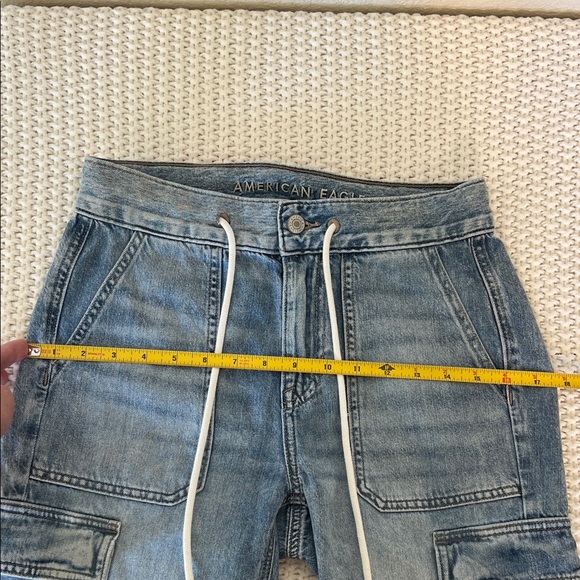 AMERICAN EAGLE Women’s Washed Blue Denim Joggers 97% Cotton Pockets Size 0 - Picture 7 of 15
